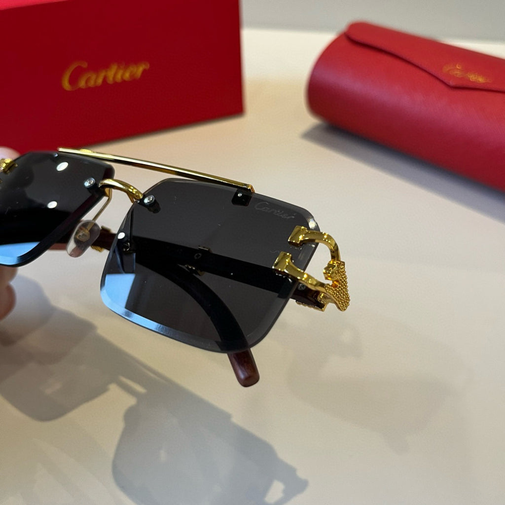 Cartier Lightweight Metal Rimless Silver Lens Sunglasses for Men & Wo - 372186 - detail image 4