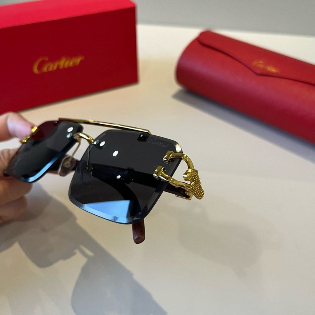 Cartier Lightweight Metal Rimless Silver Lens Sunglasses for Men & Wo - 372186 - detail image 8