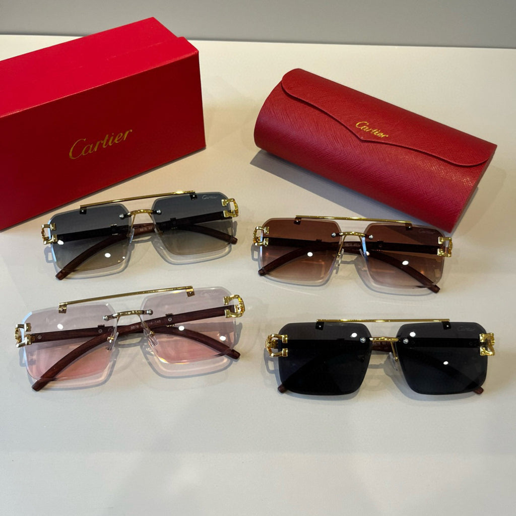 Cartier Lightweight Metal Rimless Silver Lens Sunglasses for Men & Wo - 372186 - detail image 11