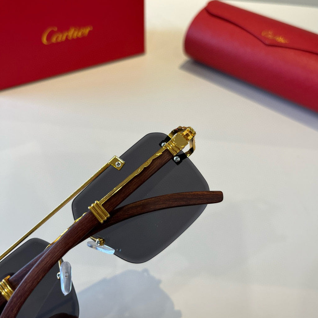 Cartier Lightweight Metal Rimless Silver Lens Sunglasses for Men & Wo - 372186 - detail image 7