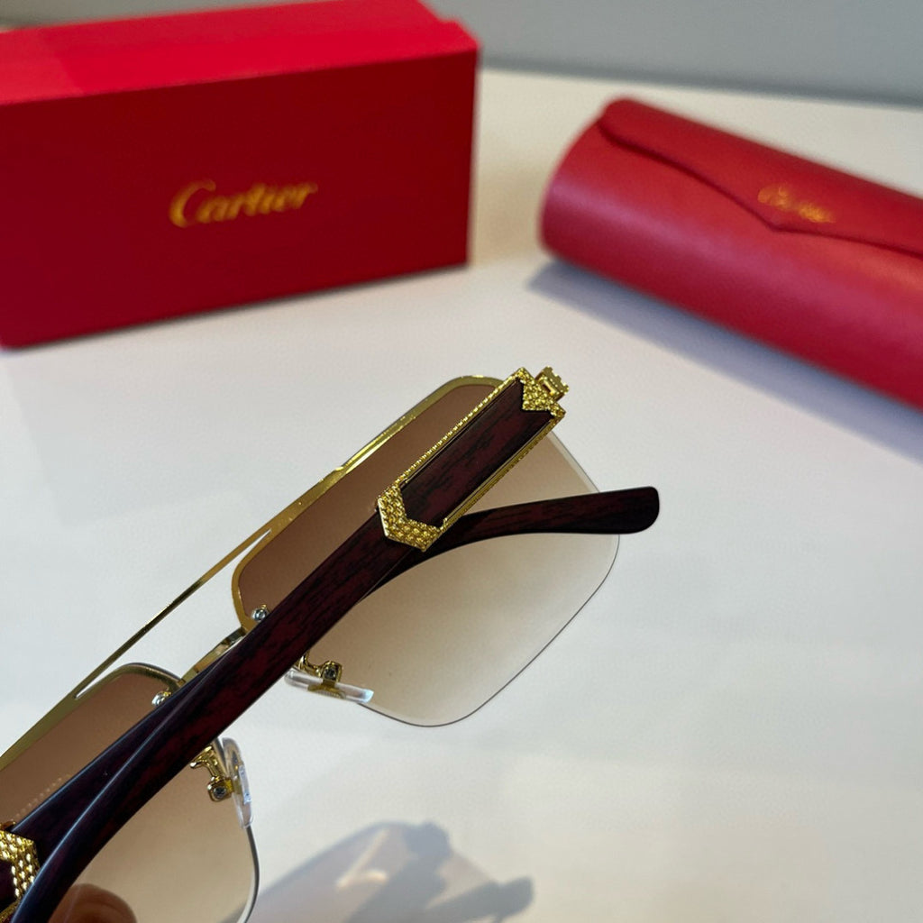 Cartier Lightweight Metal Rimless Brown Lens Sunglasses for Men & Wom - 415930 - detail image 6