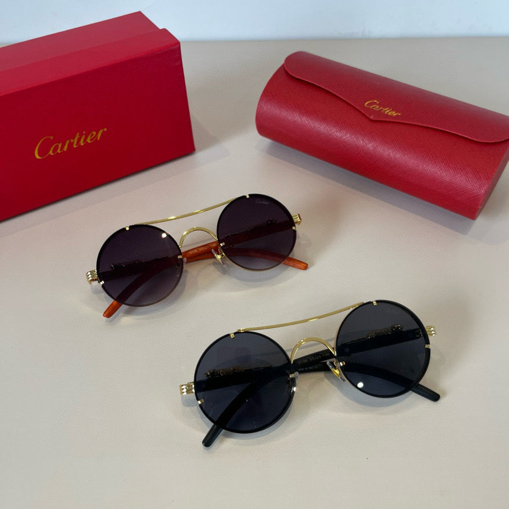 Cartier Lightweight Metal Rimless Brown Lens Sunglasses for Men & Wom - 372175 - detail image 11