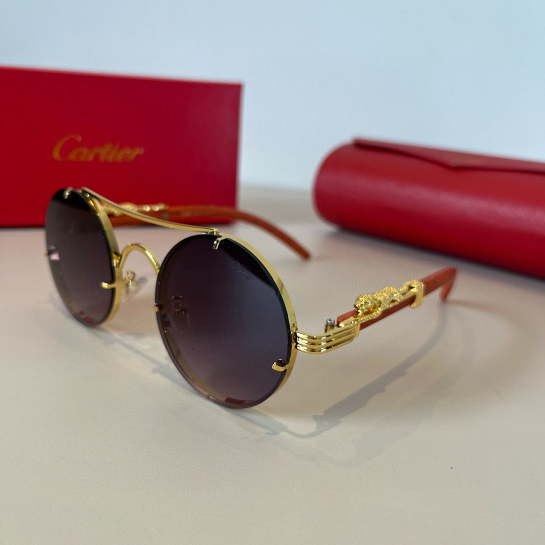 Cartier Lightweight Metal Rimless Brown Lens Sunglasses for Men & Wom - 935082 - detail image 3