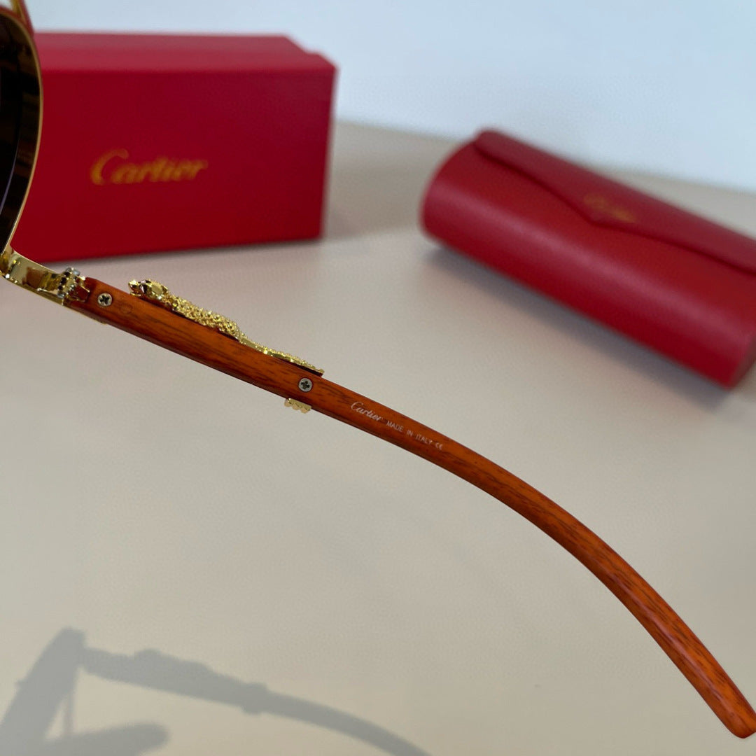 Cartier Lightweight Metal Rimless Brown Lens Sunglasses for Men & Wom - 372175 - detail image 10