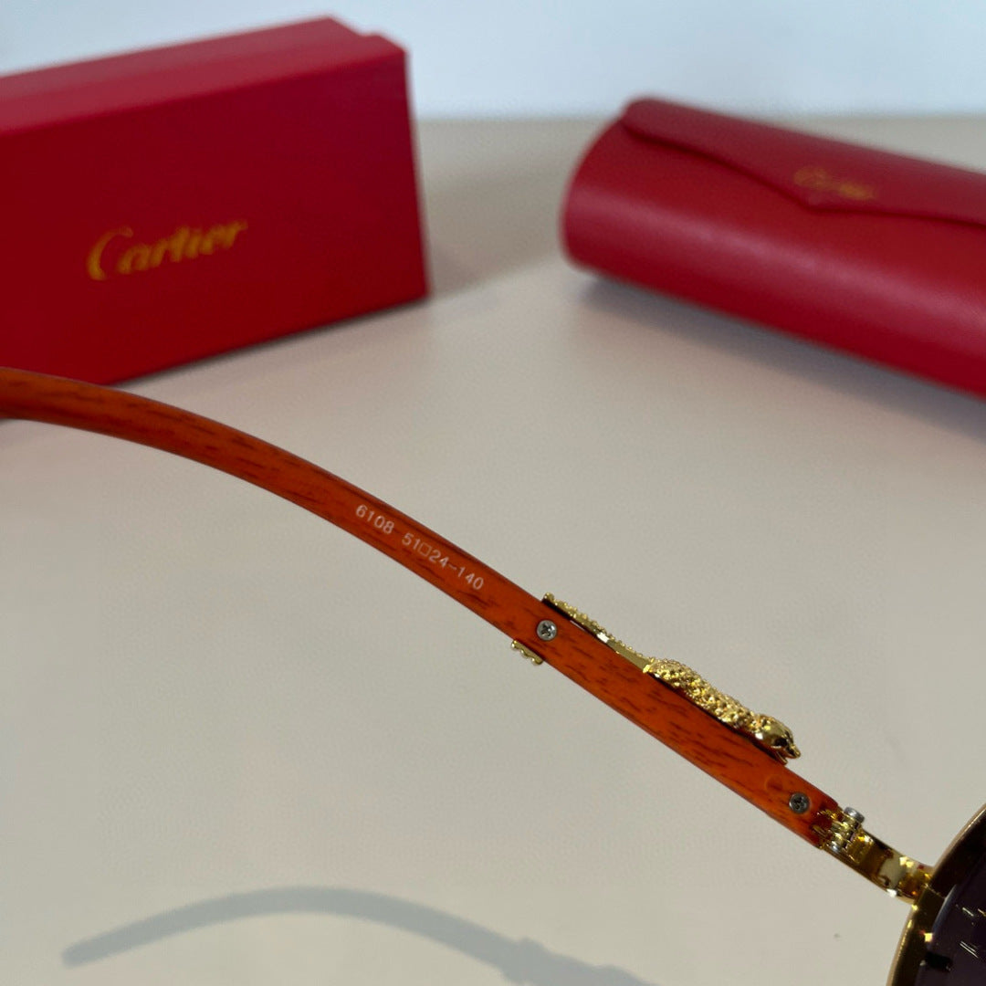 Cartier Lightweight Metal Rimless Brown Lens Sunglasses for Men & Wom - 935082 - detail image 9