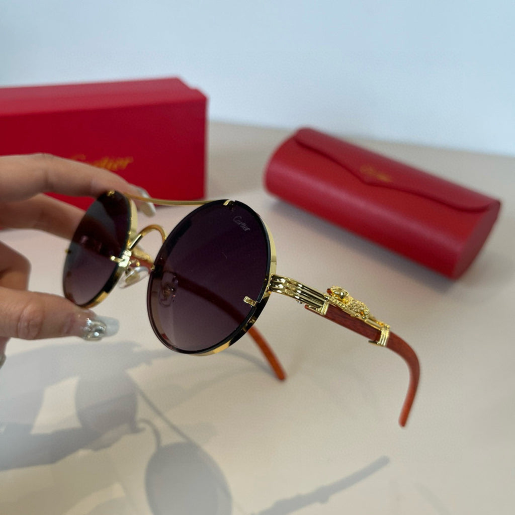 Cartier Lightweight Metal Rimless Brown Lens Sunglasses for Men & Wom - 935082 - detail image 4