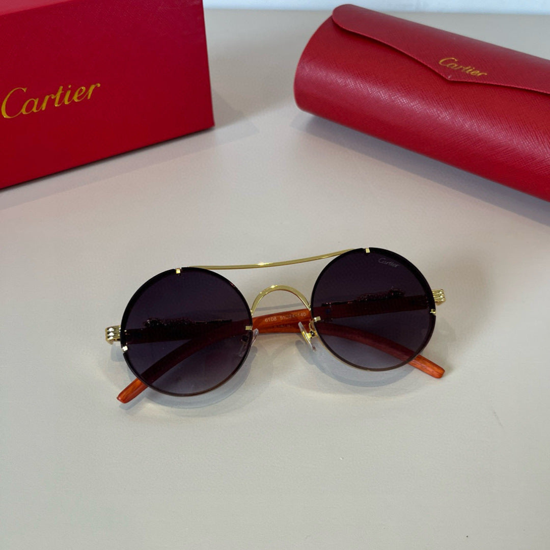 Cartier Lightweight Metal Rimless Brown Lens Sunglasses for Men & Wom - 935082 - detail image 5