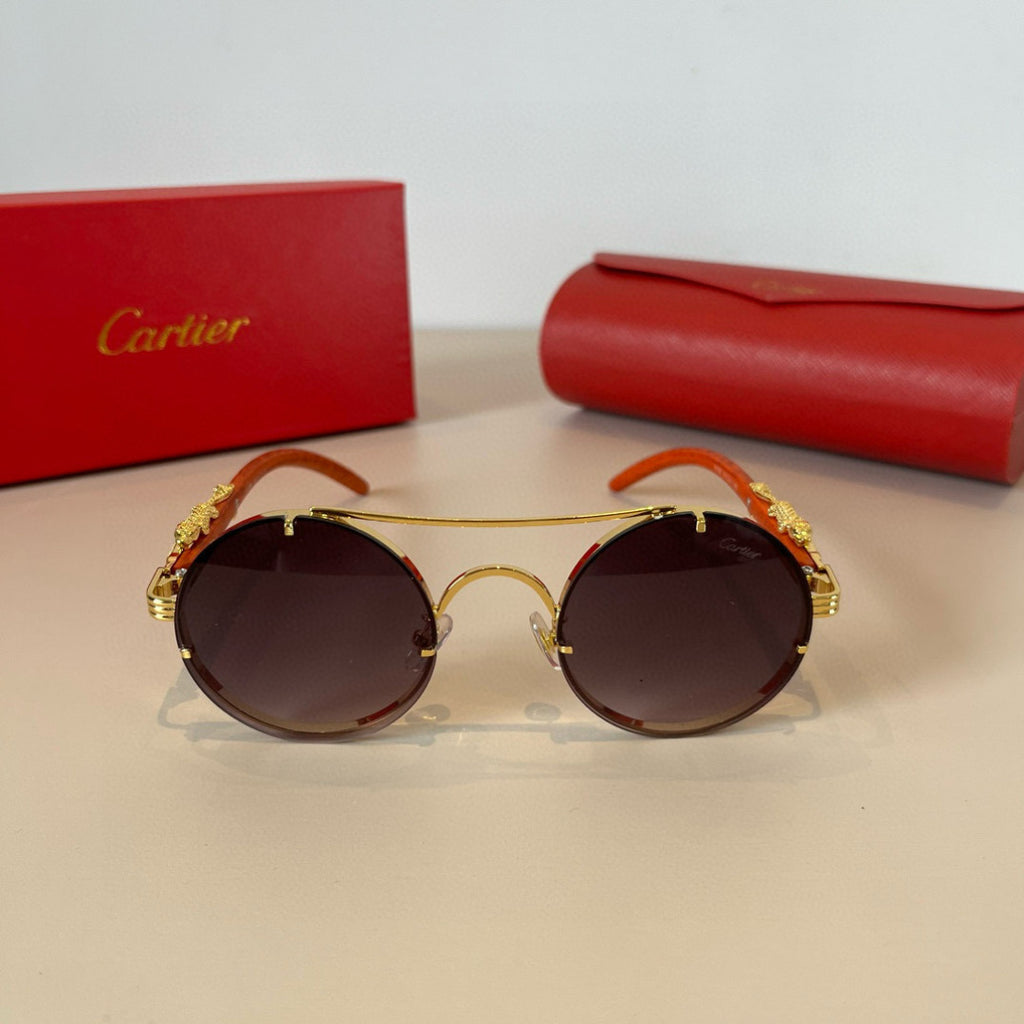 Cartier Lightweight Metal Rimless Brown Lens Sunglasses for Men & Wom - 935082 - detail image 2