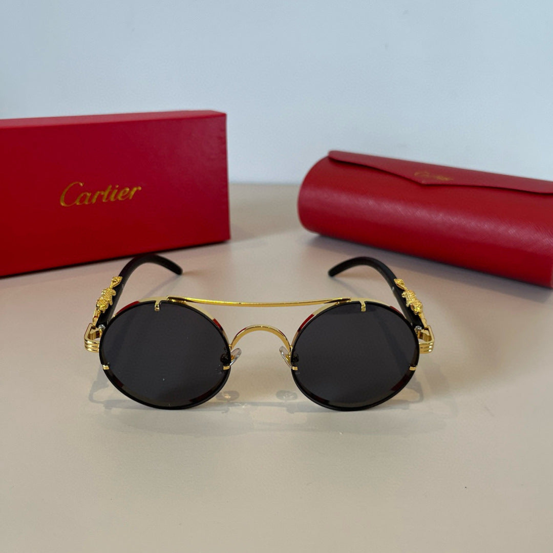 Cartier Lightweight Metal Rimless Brown Lens Sunglasses for Men & Wom - 372176 - detail image 2