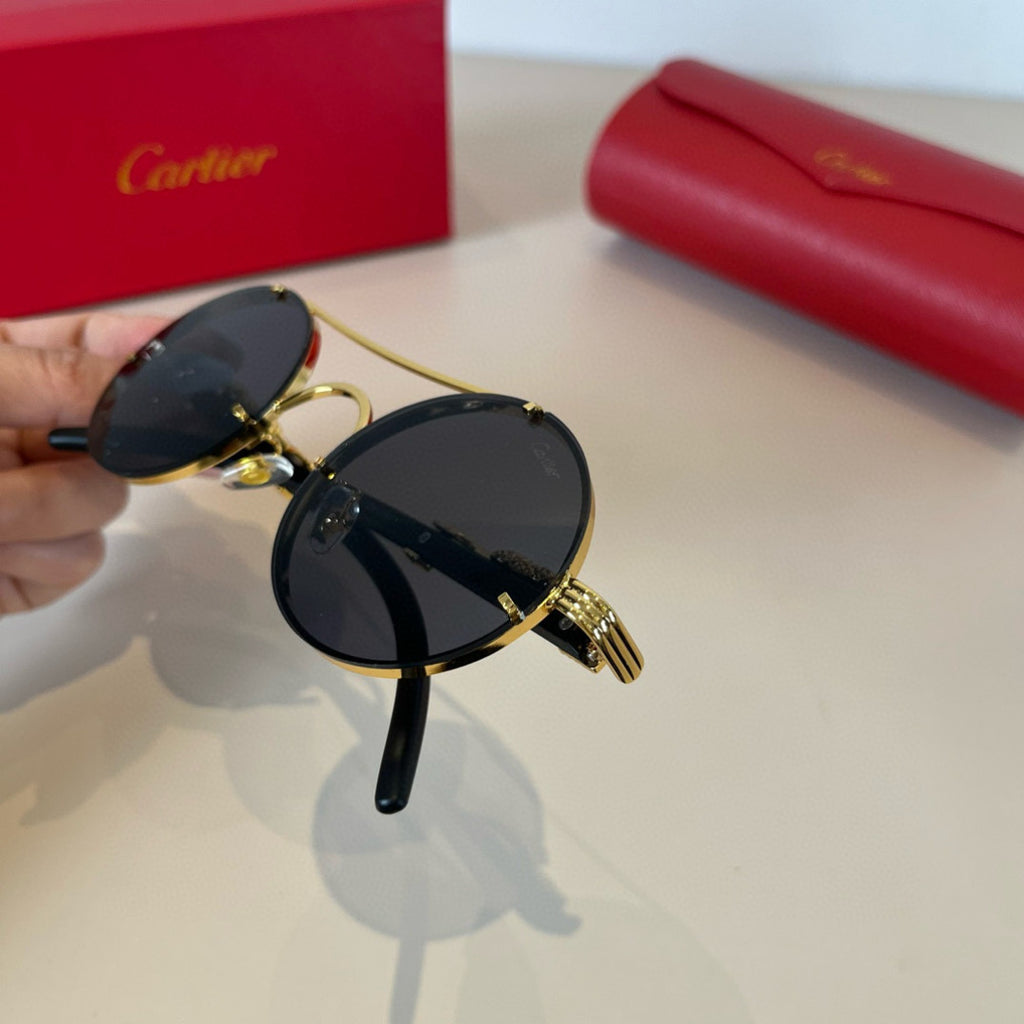Cartier Lightweight Metal Rimless Brown Lens Sunglasses for Men & Wom - 372176 - detail image 7