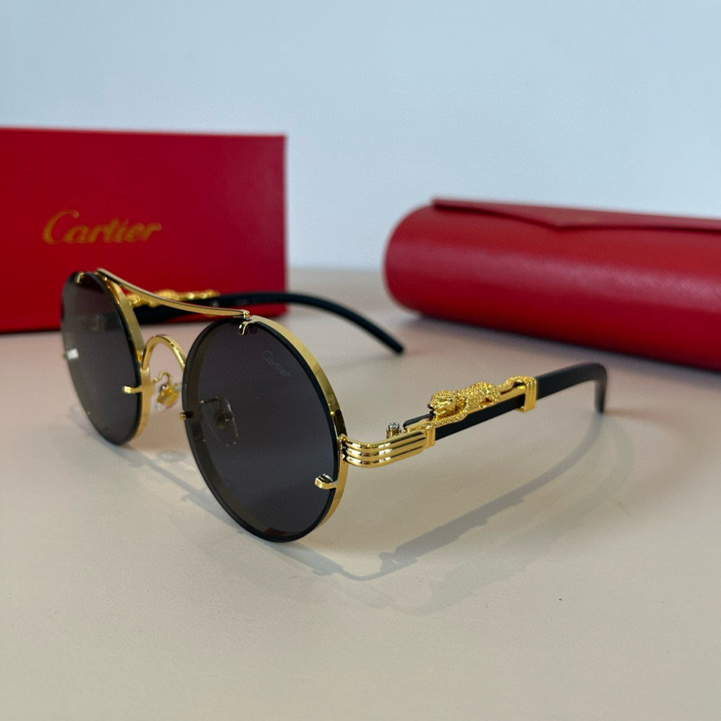 Cartier Lightweight Metal Rimless Brown Lens Sunglasses for Men & Wom - 372176 - detail image 3