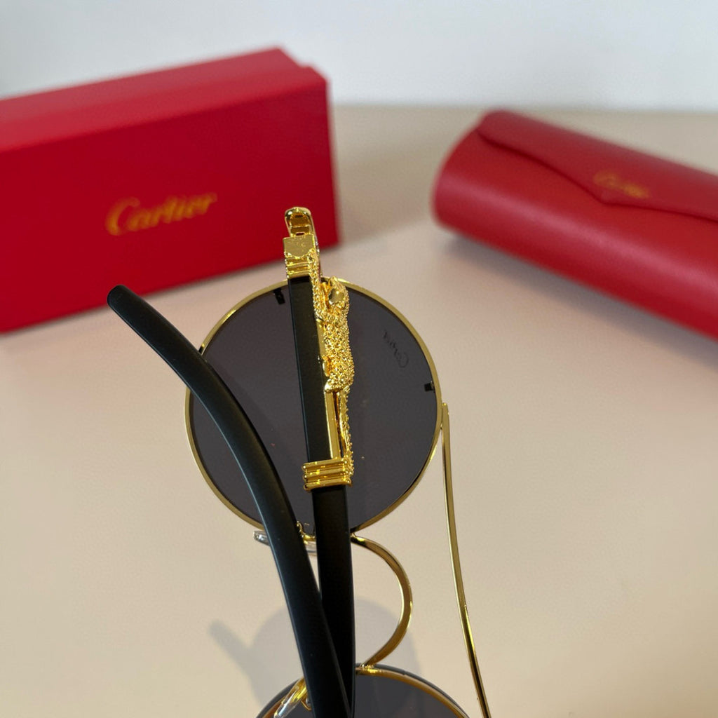 Cartier Lightweight Metal Rimless Brown Lens Sunglasses for Men & Wom - 372176 - detail image 5