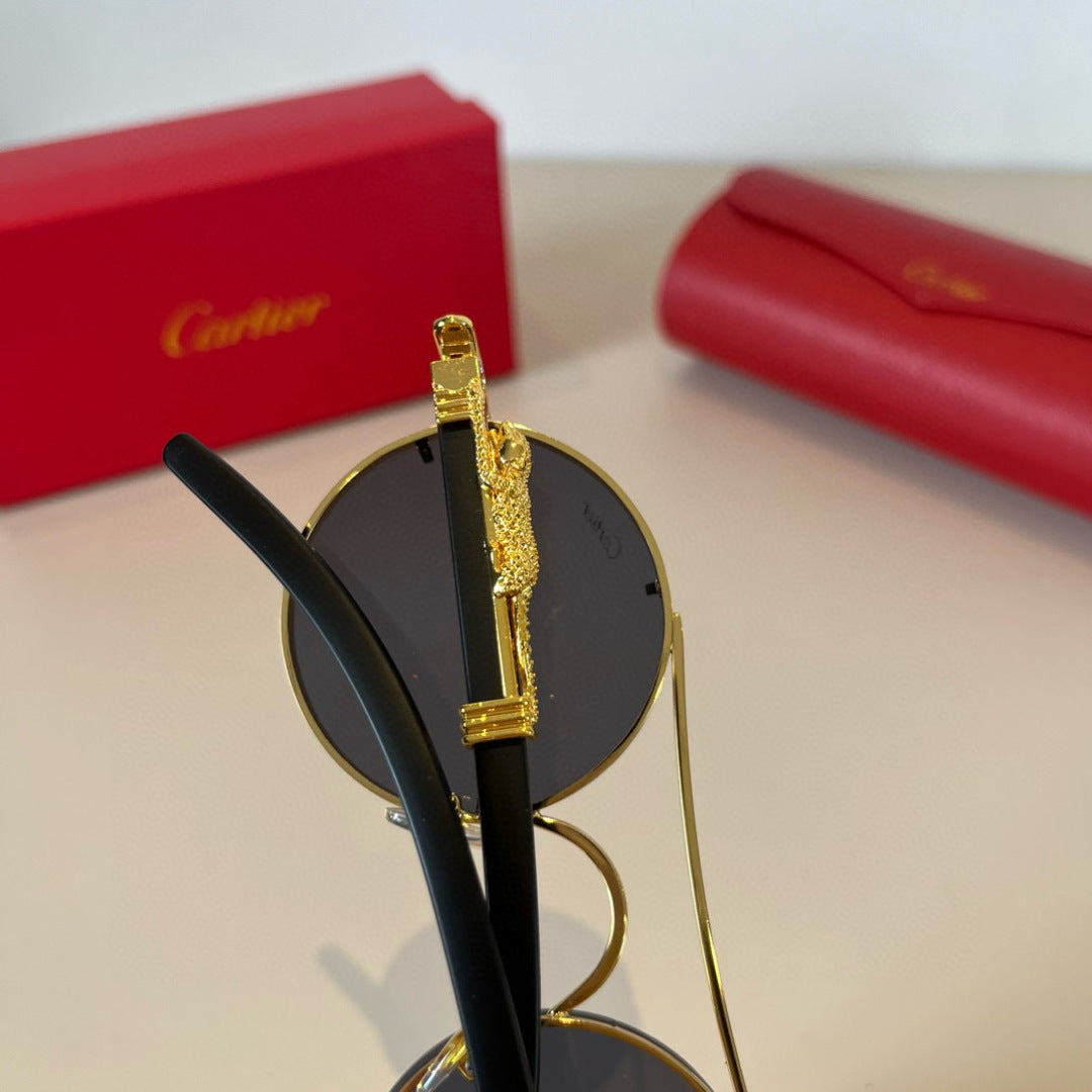 Cartier Lightweight Metal Rimless Brown Lens Sunglasses for Men & Wom - 935083 - detail image 5