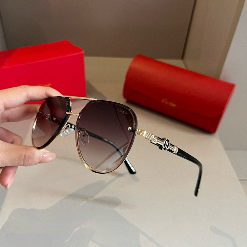 Cartier Metal Fashion Brown Lens Sunglasses for Men & Women - 416006 - detail image 4