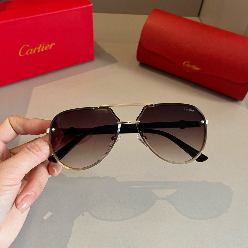 Cartier Metal Fashion Brown Lens Sunglasses for Men & Women - 372178 - detail image 6