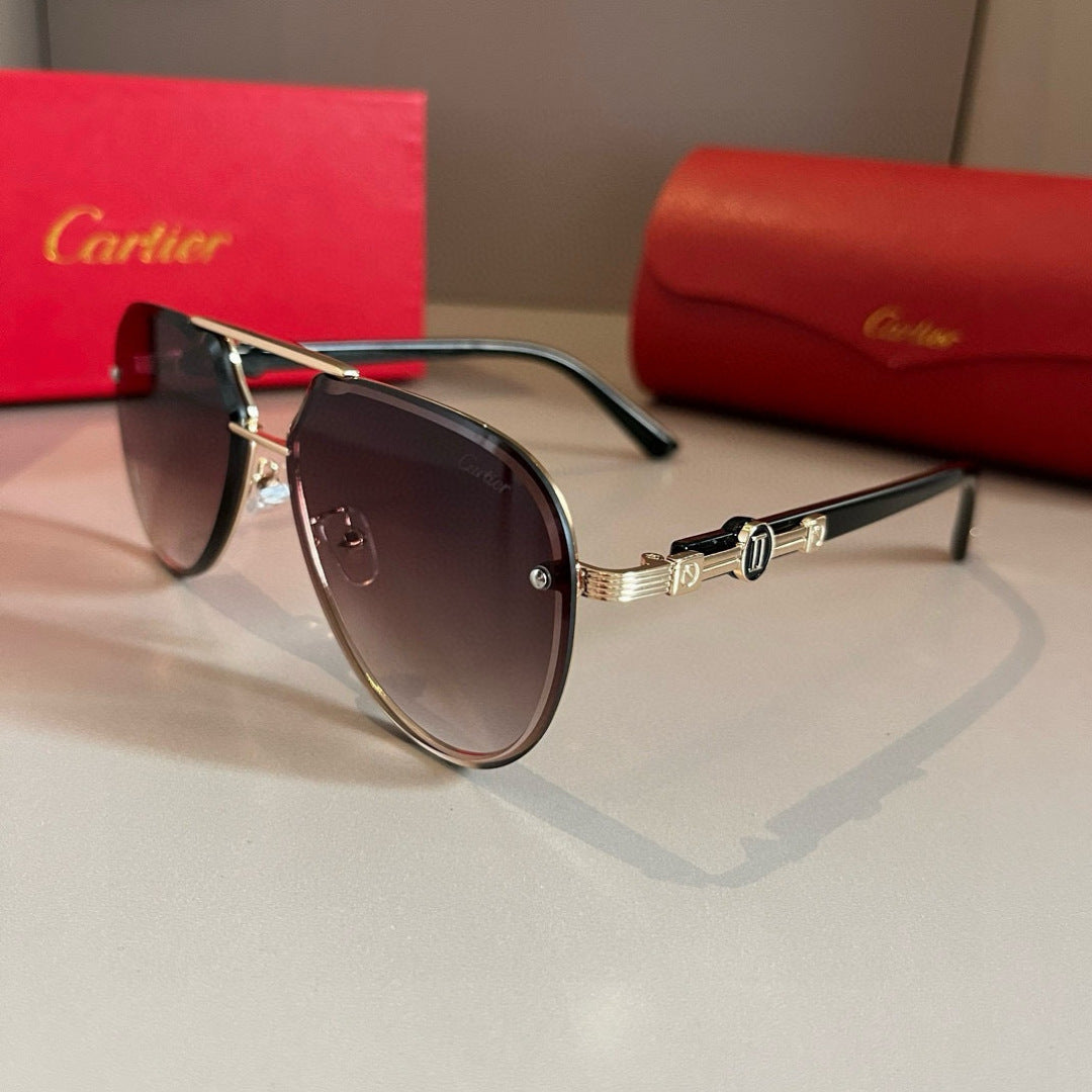 Cartier Metal Fashion Brown Lens Sunglasses for Men & Women - 372178 - detail image 3