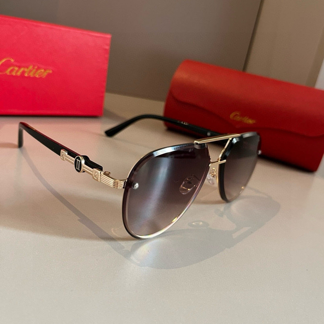 Cartier Metal Fashion Brown Lens Sunglasses for Men & Women - 416006