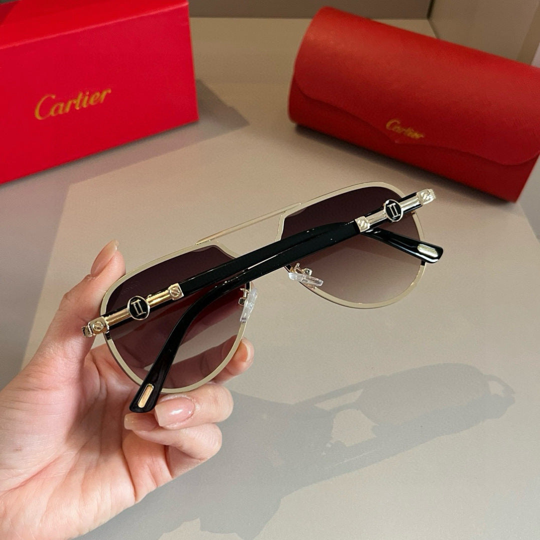 Cartier Metal Fashion Brown Lens Sunglasses for Men & Women - 372178 - detail image 5