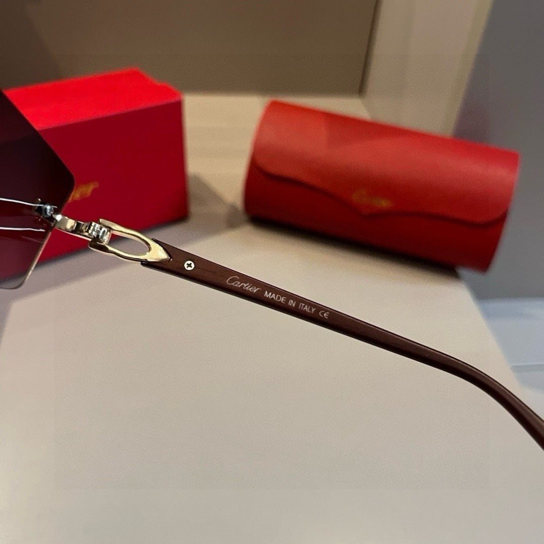 Cartier Lightweight Metal Rimless Brown Lens Sunglasses for Men & Wom - 432297 - detail image 8