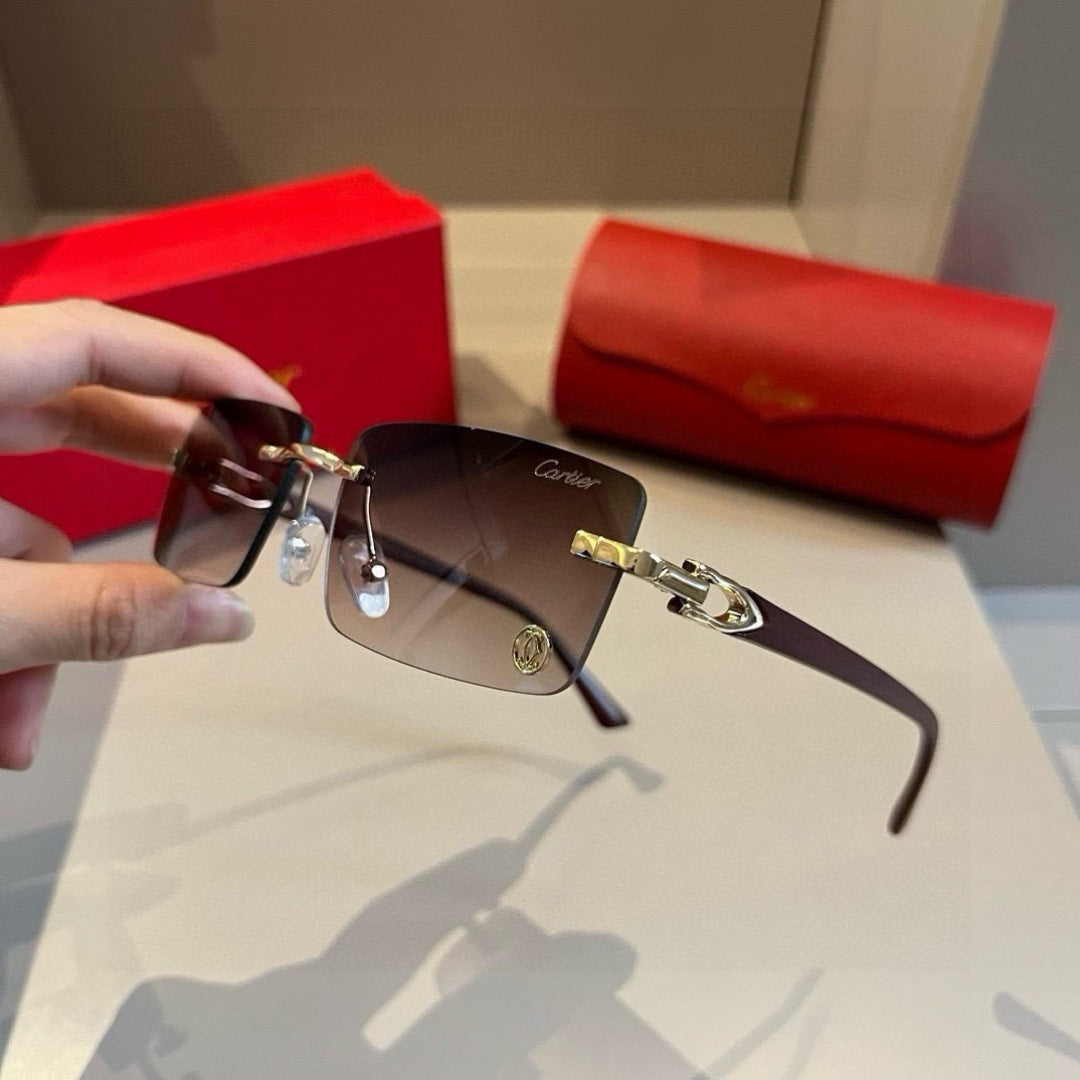 Cartier Lightweight Metal Rimless Brown Lens Sunglasses for Men & Wom - 432297 - detail image 4
