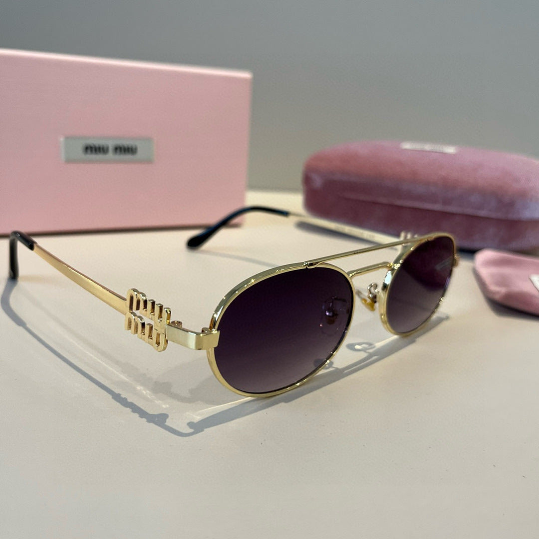Miu Miu Metal Fashion Brown Lens Sunglasses for Men & Women - 432568