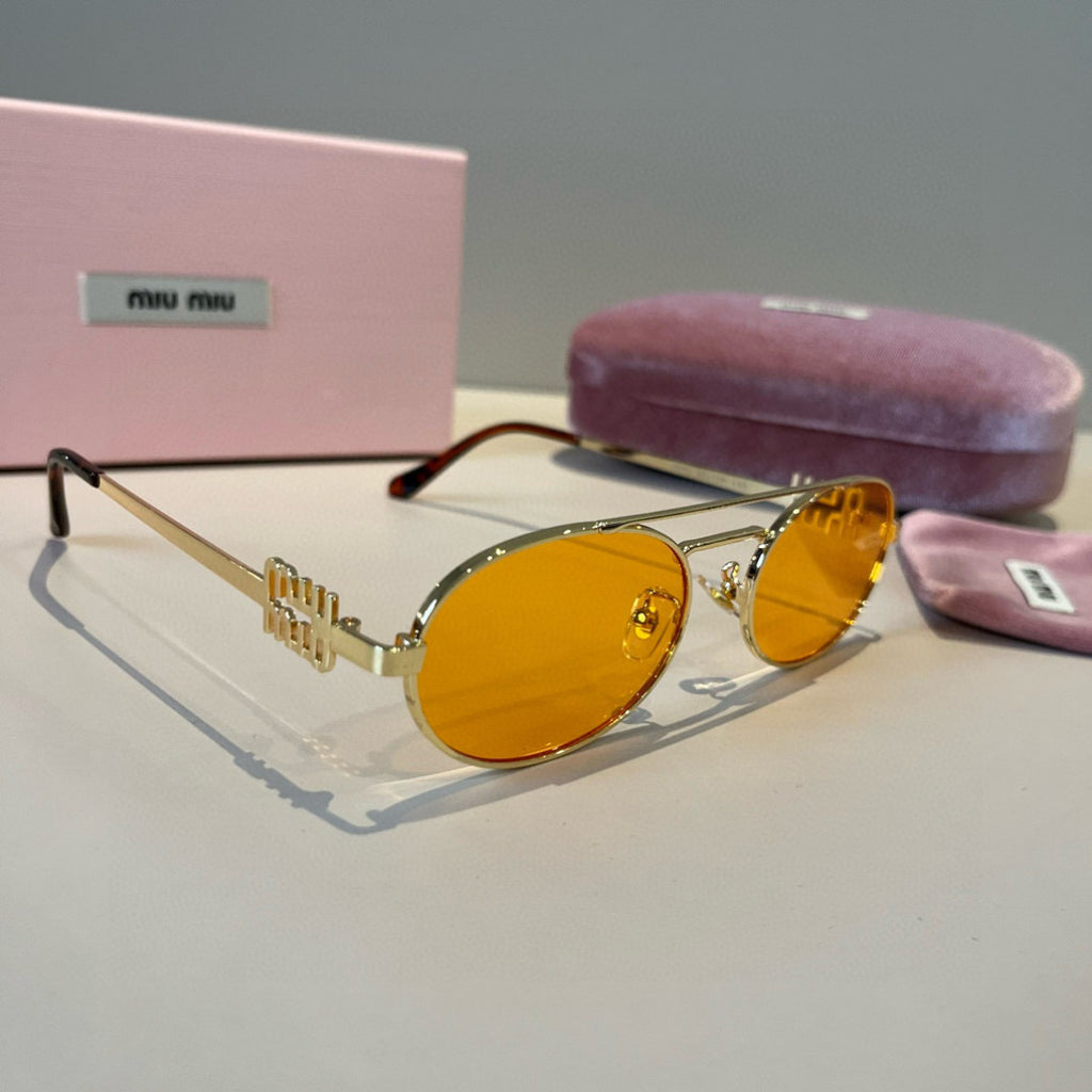 Miu Miu Metal Fashion Orange Lens Sunglasses for Men & Women
