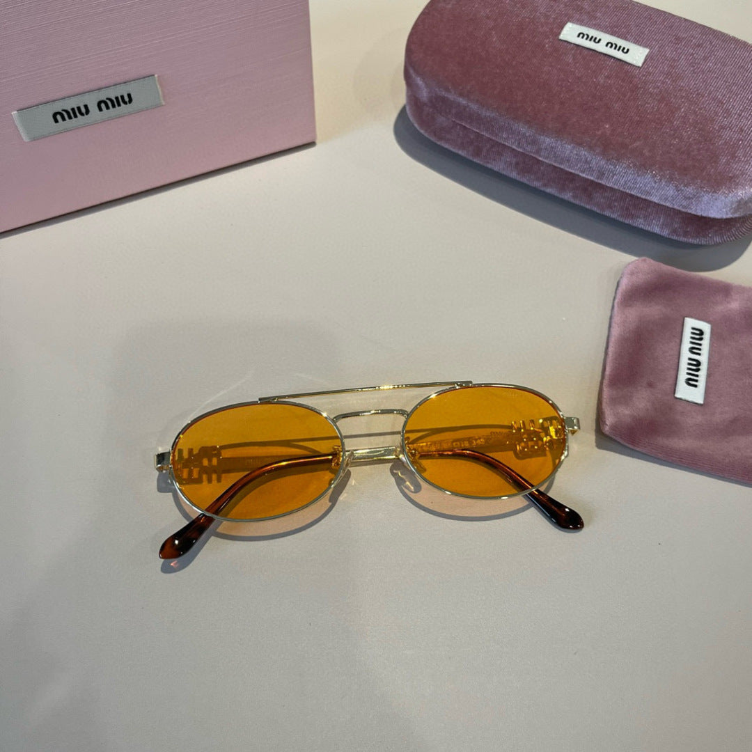 Miu Miu Metal Fashion Orange Lens Sunglasses for Men & Women - detail image 4