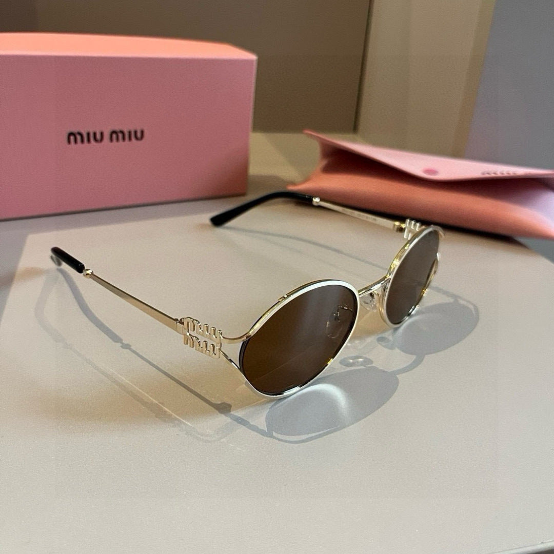 Miu Miu Metal Fashion Brown Lens Sunglasses for Men & Women - 372412