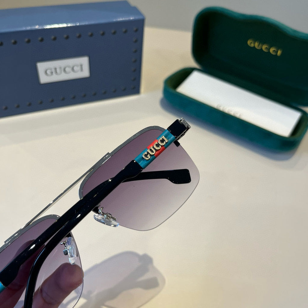 Gucci Metal Aviator Gray Lens Sunglasses for Men & Women - detail image 6