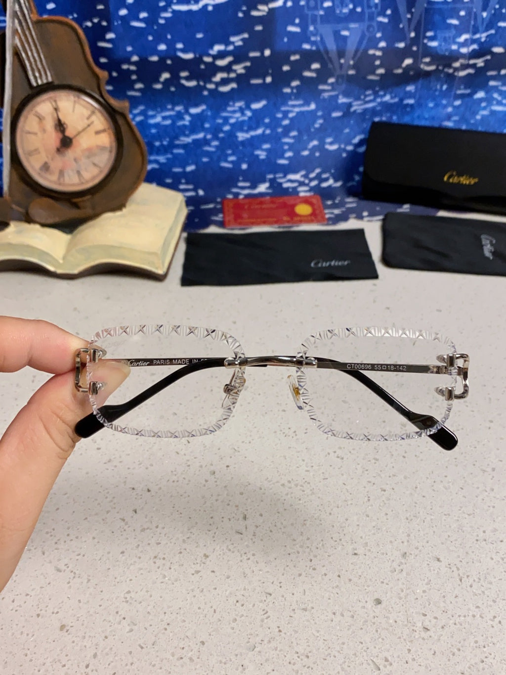 Cartier Metal Square Silver Lens Sunglasses for Men & Women - 487349 - detail image 3