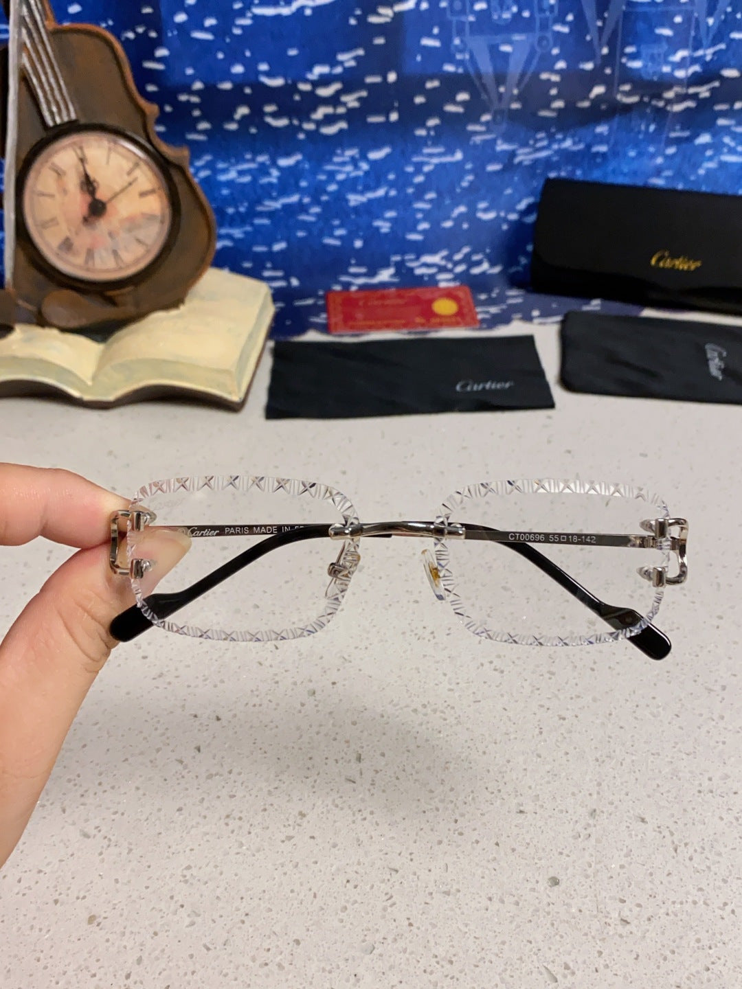 Cartier Metal Square Silver Lens Sunglasses for Men & Women - 487349 - detail image 3