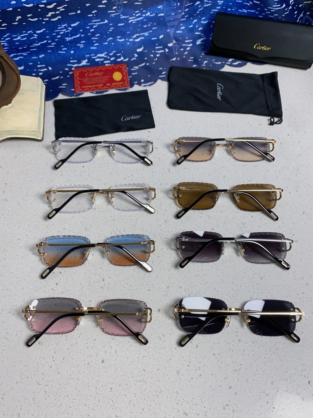 Cartier Metal Square Brown Lens Sunglasses for Men & Women - detail image 11