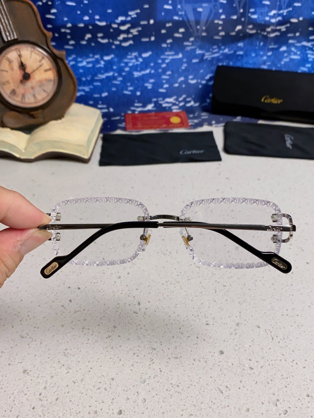 Cartier Metal Square Silver Lens Sunglasses for Men & Women - 432341 - detail image 4