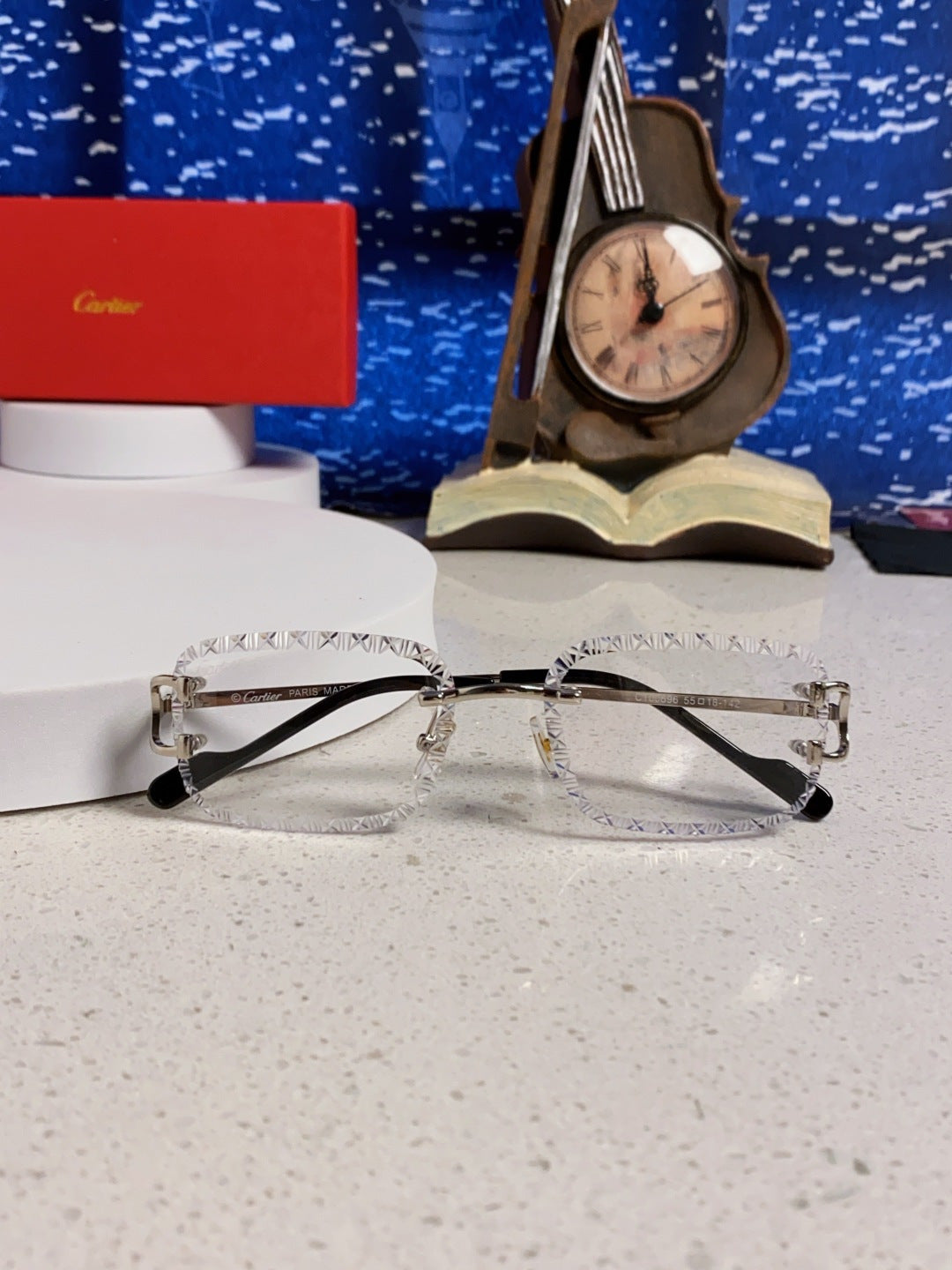 Cartier Metal Square Silver Lens Sunglasses for Men & Women - 998230 - detail image 8