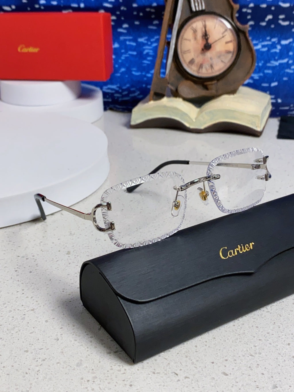 Cartier Metal Square Silver Lens Sunglasses for Men & Women - 998230 - detail image 9
