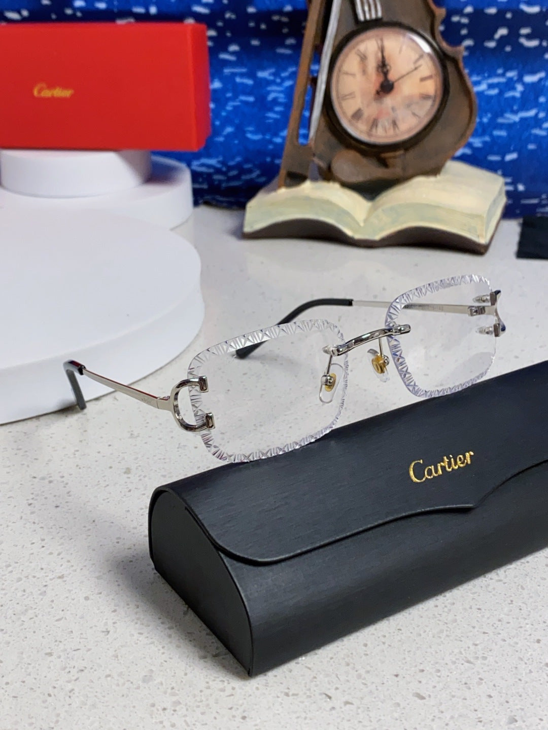 Cartier Metal Square Silver Lens Sunglasses for Men & Women - 432341 - detail image 9