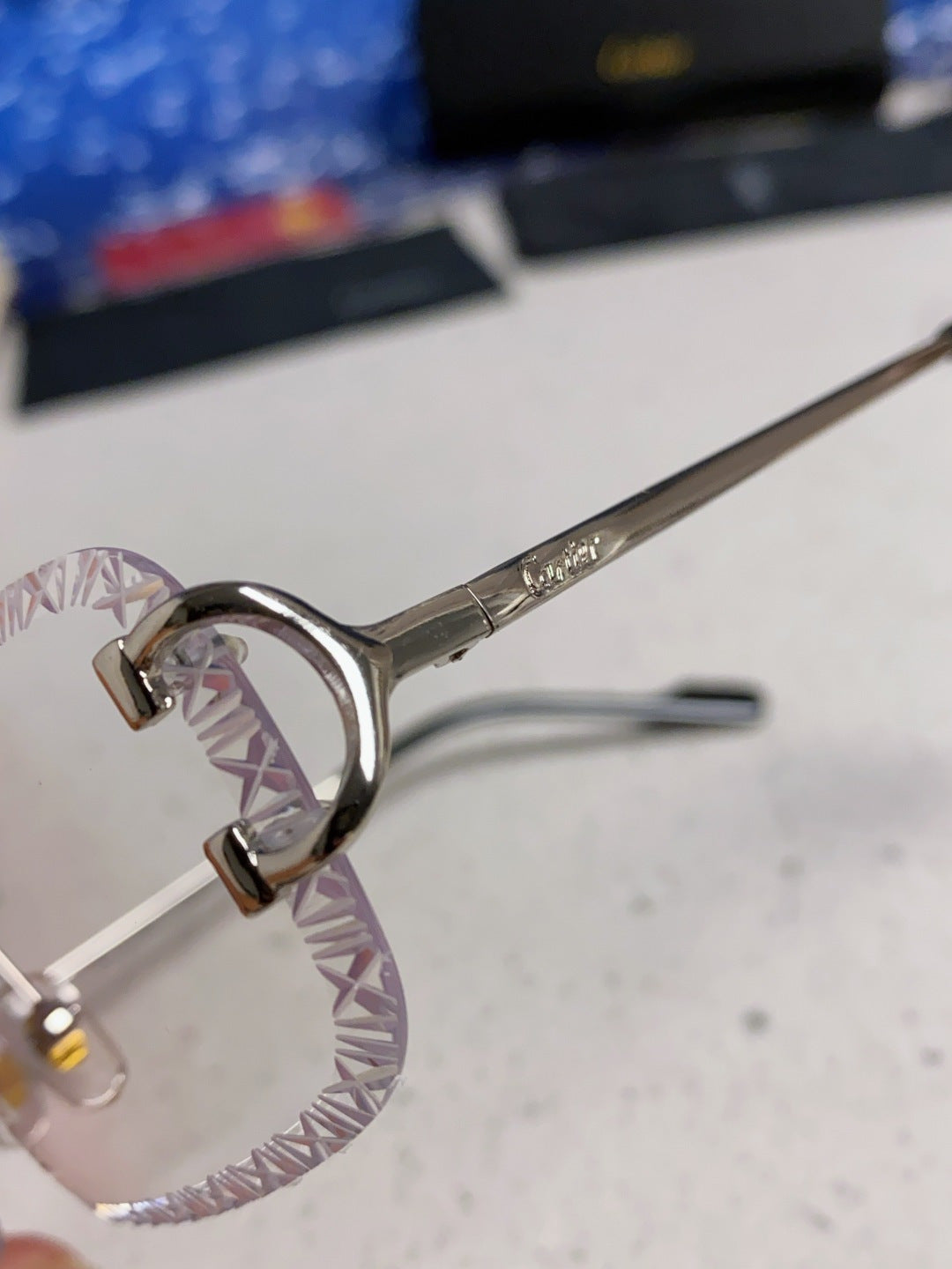Cartier Metal Square Silver Lens Sunglasses for Men & Women - 998230 - detail image 6