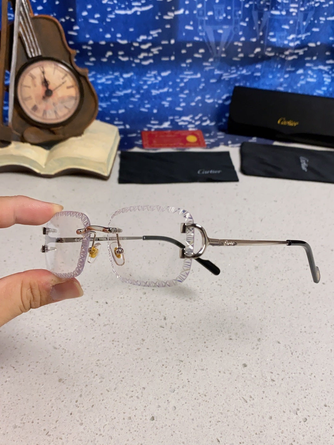 Cartier Metal Square Silver Lens Sunglasses for Men & Women - 487349 - detail image 5
