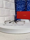 Cartier Metal Square Silver Lens Sunglasses for Men & Women - 998230