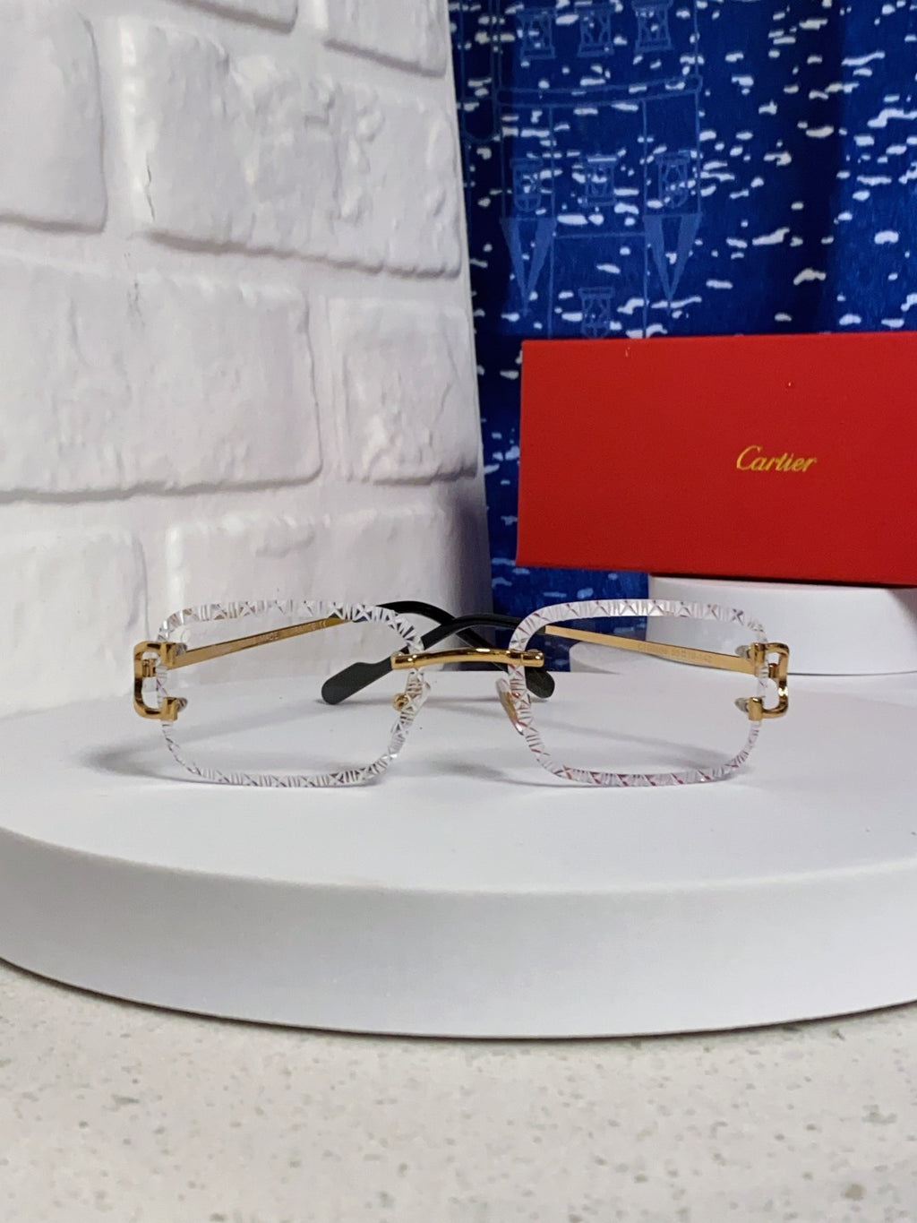Cartier Metal Square Blue Lens Sunglasses for Men & Women - 998231 - detail image 2