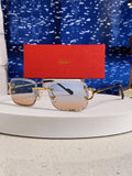 Cartier Metal Square Blue Lens Sunglasses for Men & Women - 998232