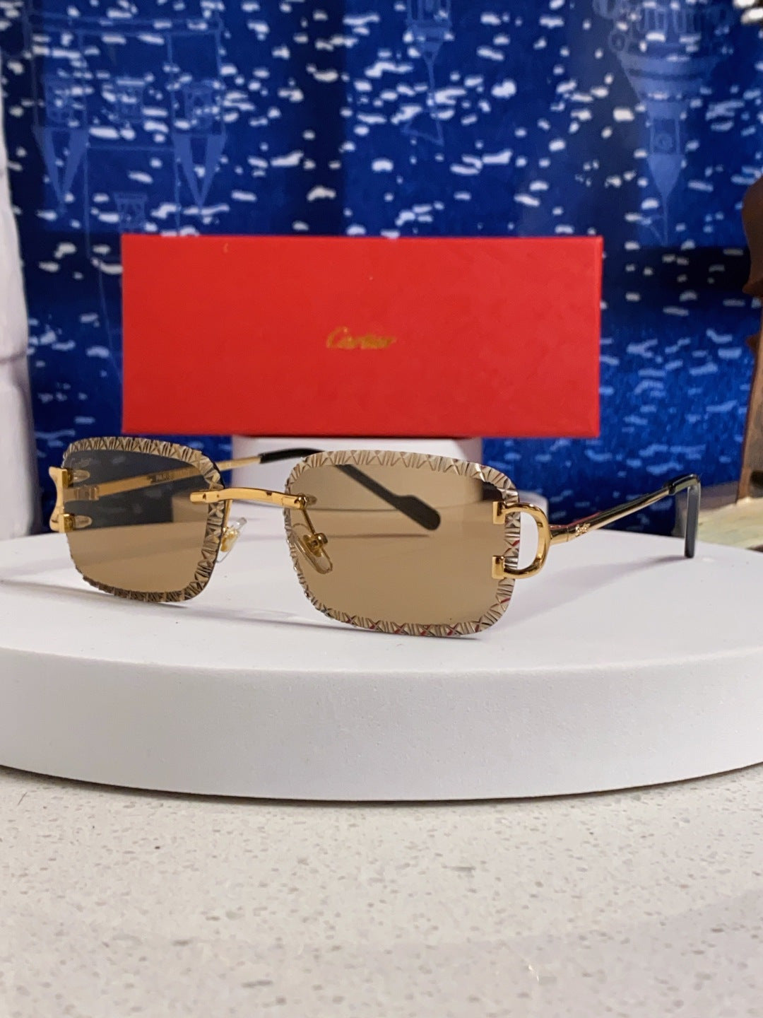 Cartier Metal Square Brown Lens Sunglasses for Men & Women - 998235