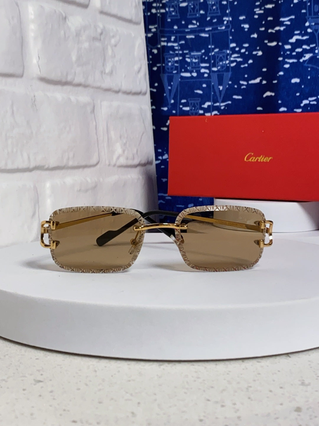 Cartier Metal Square Brown Lens Sunglasses for Men & Women - 998235 - detail image 2