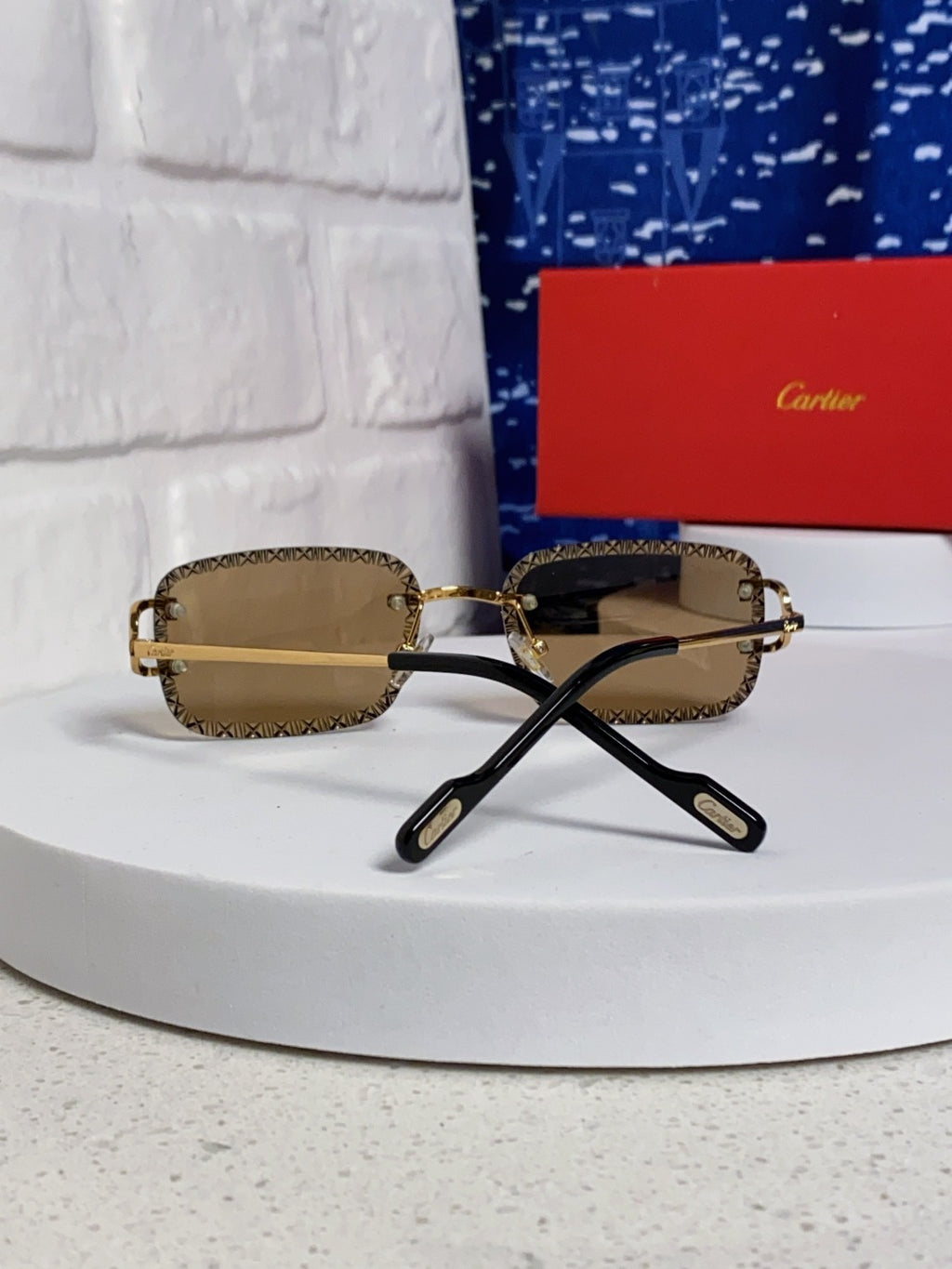 Cartier Metal Square Brown Lens Sunglasses for Men & Women - detail image 3
