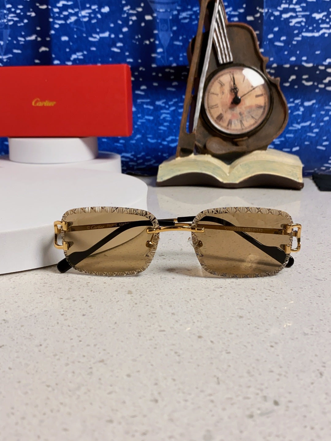 Cartier Metal Square Brown Lens Sunglasses for Men & Women - detail image 9