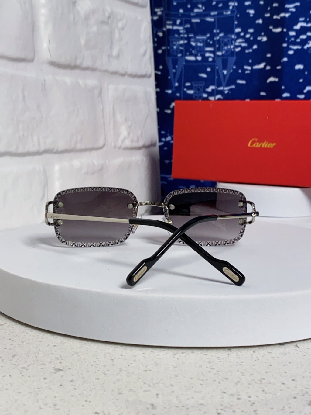 Cartier Metal Square Silver Lens Sunglasses for Men & Women - 998236 - detail image 3