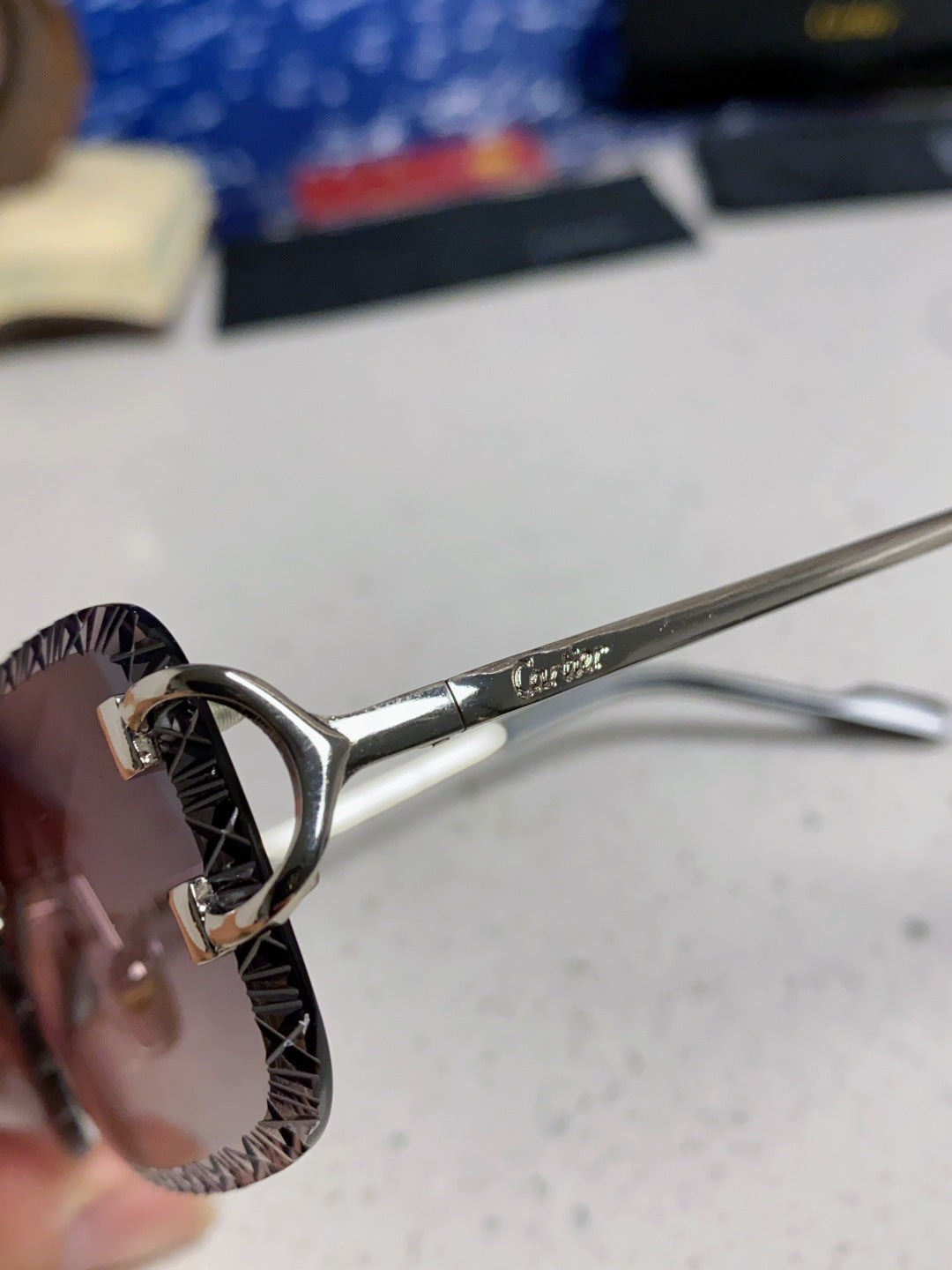 Cartier Metal Square Silver Lens Sunglasses for Men & Women - detail image 7