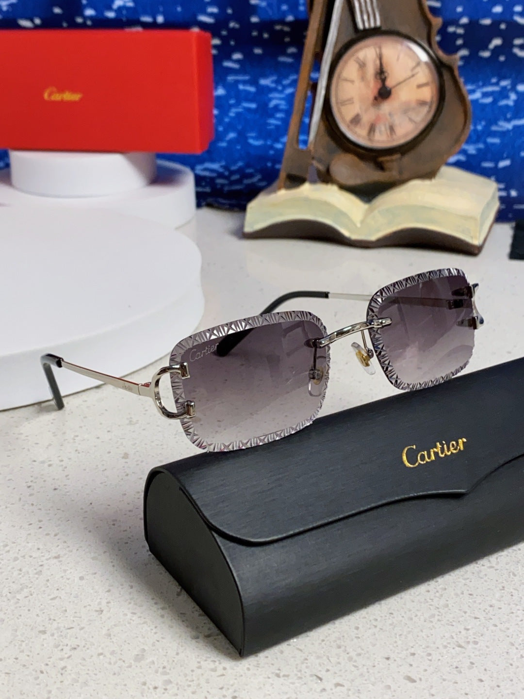 Cartier Metal Square Silver Lens Sunglasses for Men & Women - 998236 - detail image 10