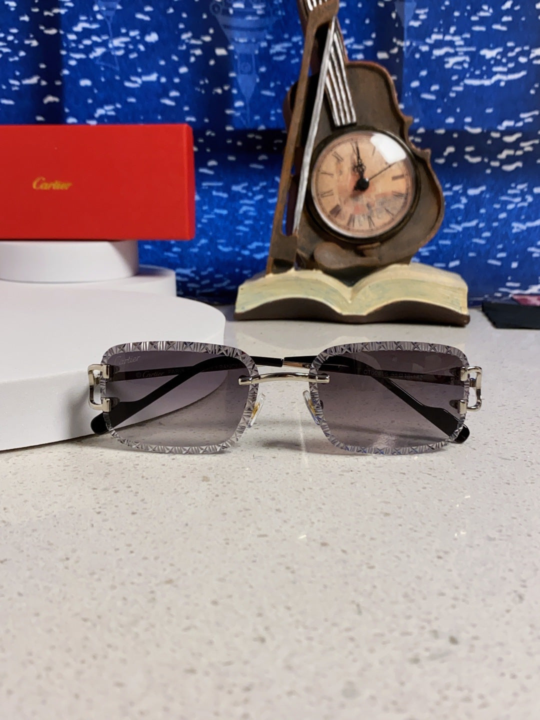 Cartier Metal Square Silver Lens Sunglasses for Men & Women - 432347 - detail image 9