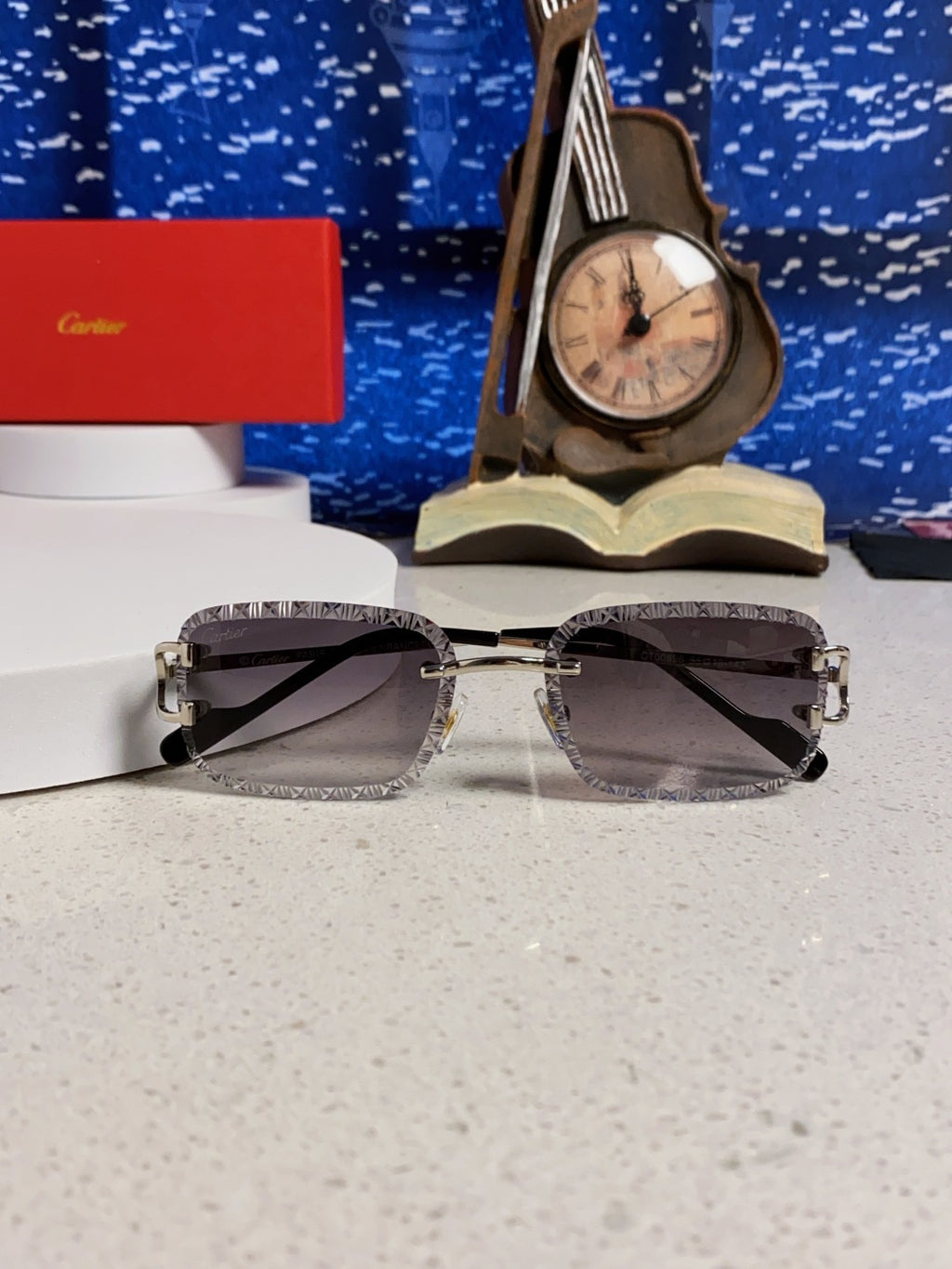 Cartier Metal Square Silver Lens Sunglasses for Men & Women - 998236 - detail image 9